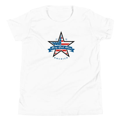 May God Bless America Blue- Youth Short Sleeve T-Shirt